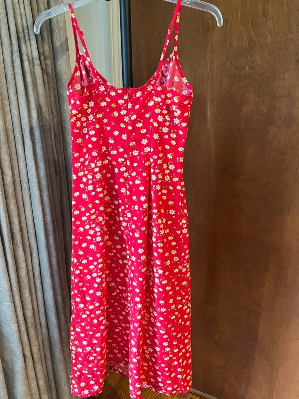Red Floral Slip Dress with Tie Front - Women Intimates & Sleepwear - Picture 4 of 4